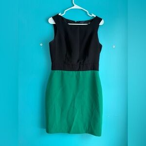 Banana Republic Black & Green Sleeveless Sheath Midi Dress